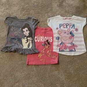 Girls shirts Beauty and the Beast and Peppa Pig. EUC. 3T. 3 shirts.